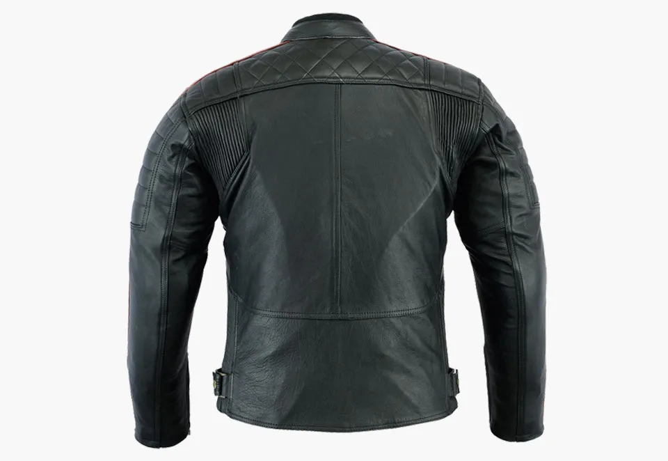 BGA Baron Motorcycle Naked Leather Jacket Red