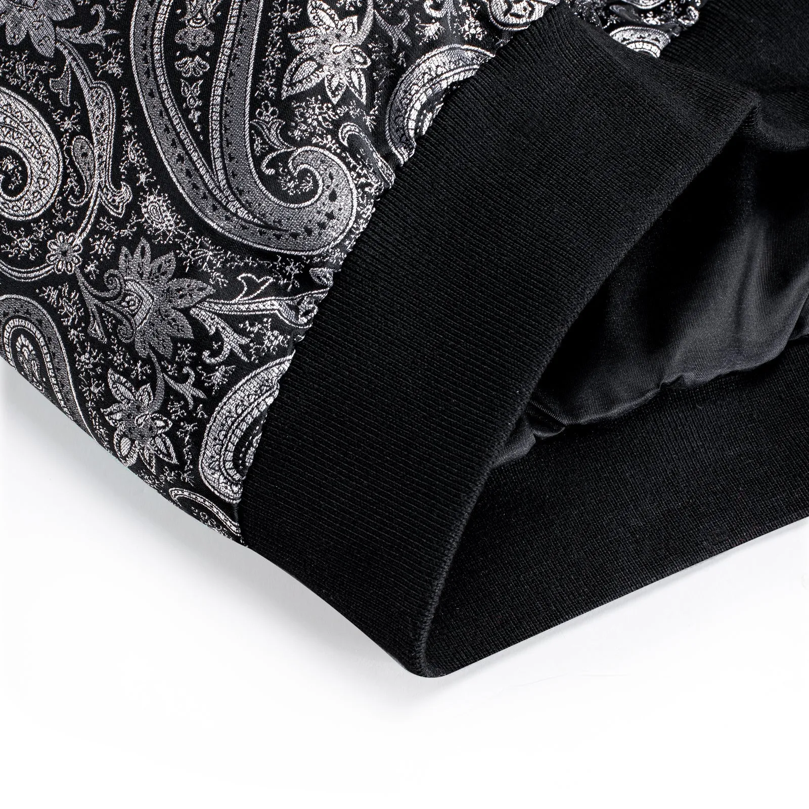 Black Grey Paisley Men's Zipper Thin Woven Jacket