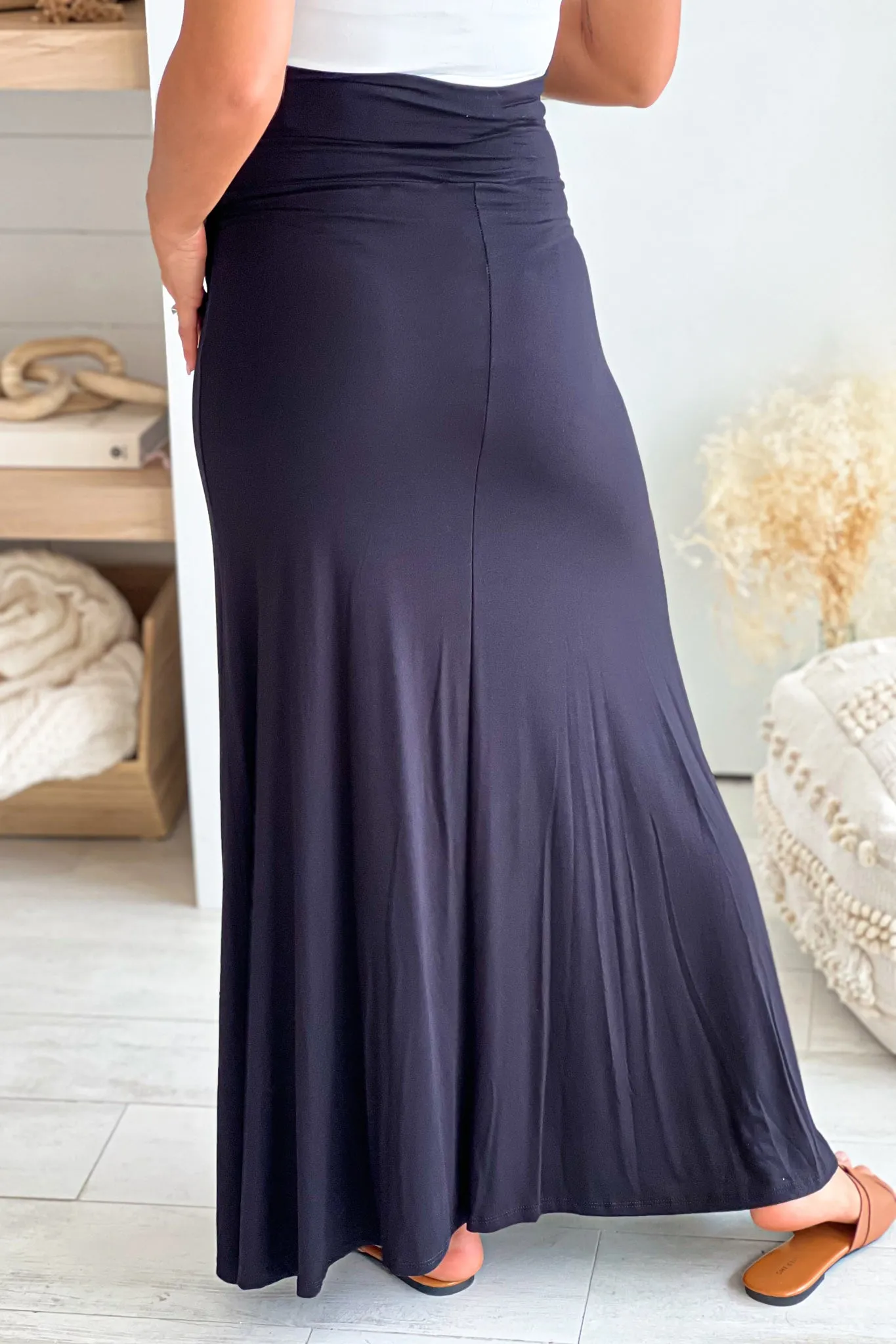 Black High Waist Maternity Maxi Skirt