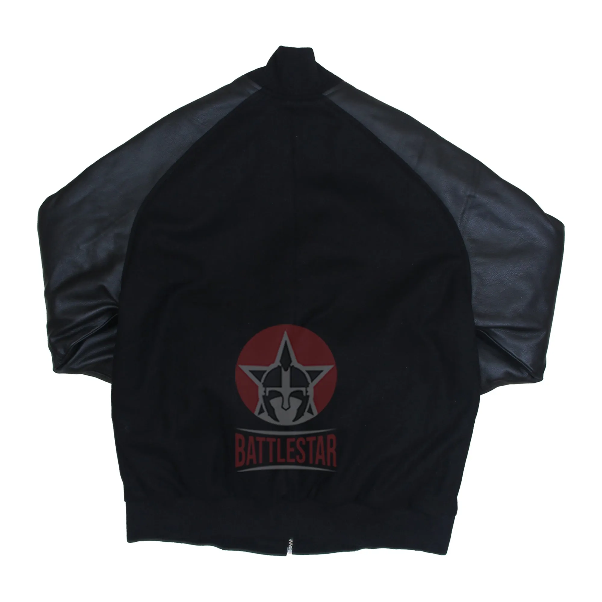 Black Raglan Sleeves Varsity Jacket