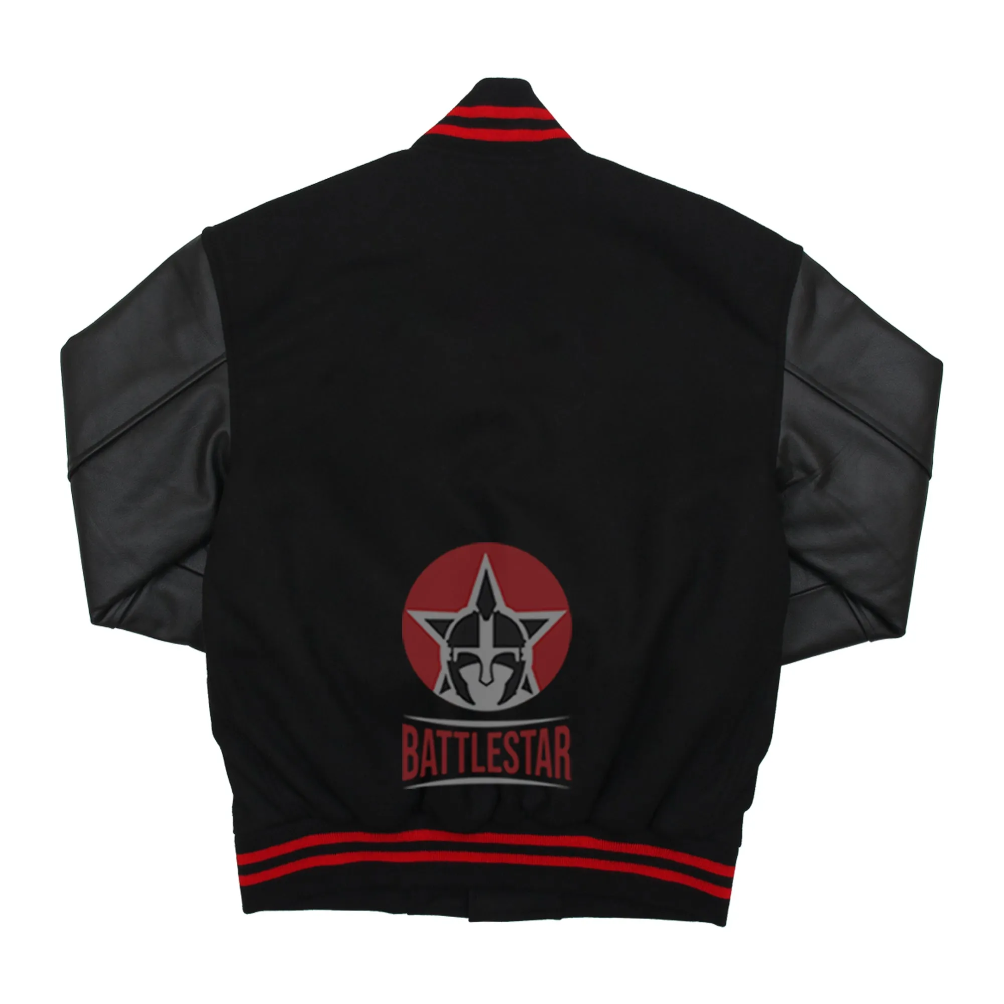 Black Wool Black Leather Varsity Baseball Classic Jacket