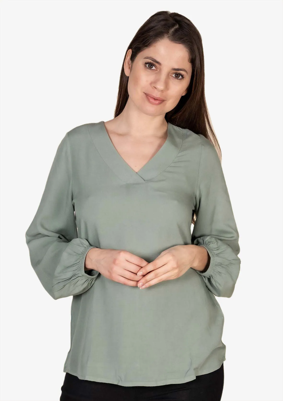 Blouson Sleeve V-Neck Top