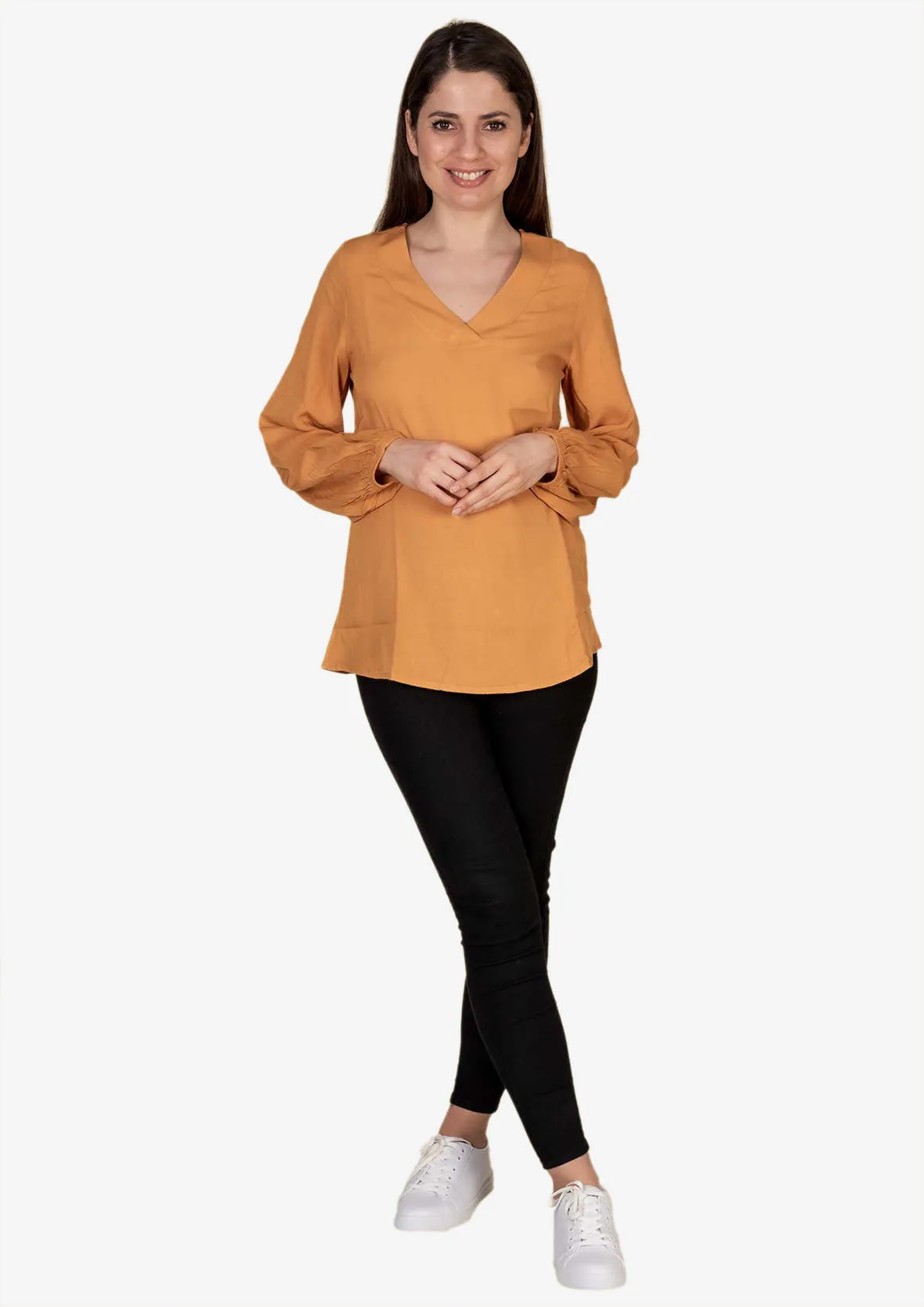 Blouson Sleeve V-Neck Top