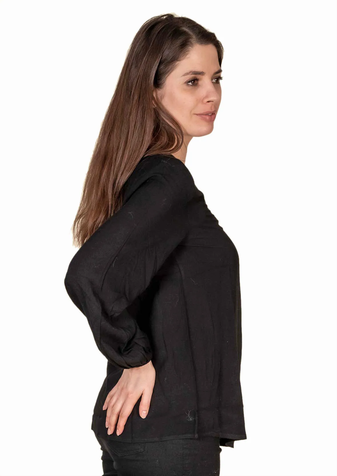 Blouson Sleeve V-Neck Top