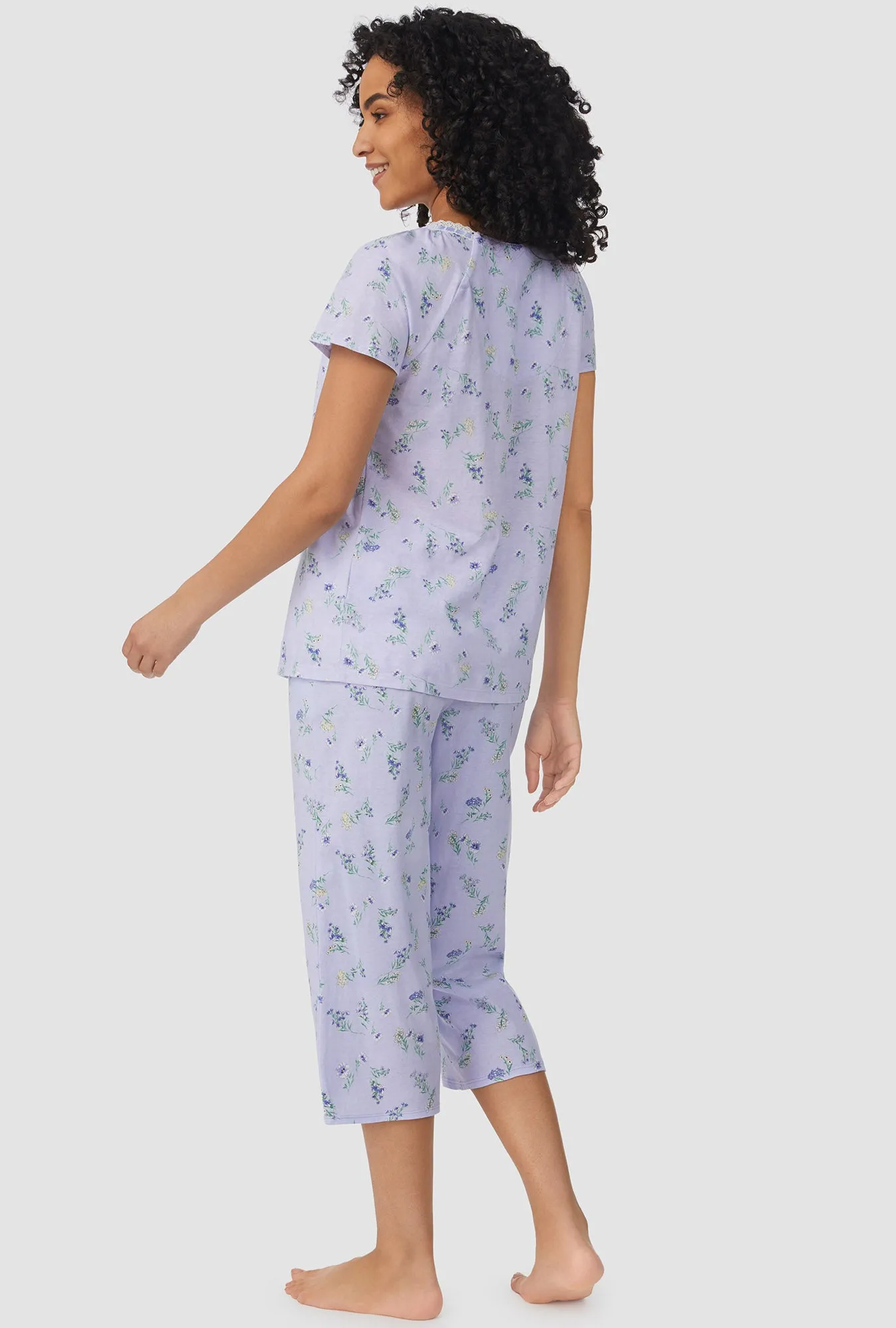 Blue Garden Floral Cap Sleeve Capri PJ Set