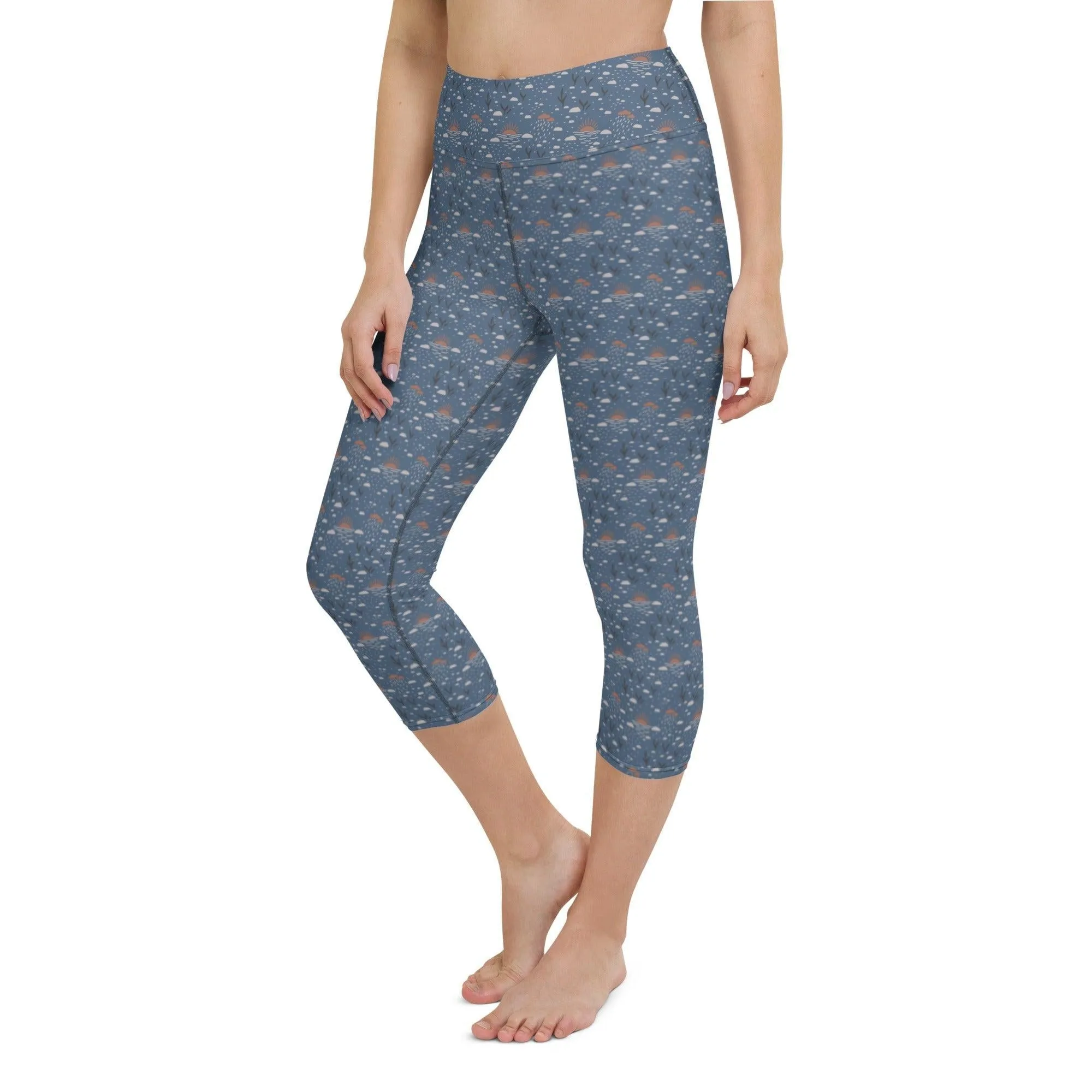 Blue Romantic Earth Women's Capri Yoga Pants