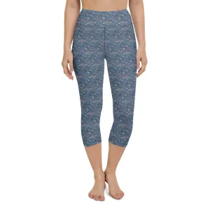 Blue Romantic Earth Women's Capri Yoga Pants