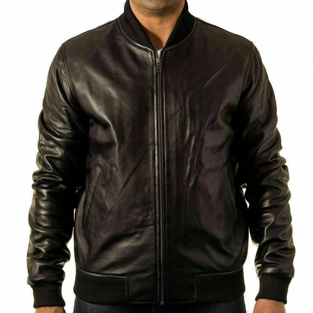 Bomber Style Leather Fashion Varsity 80's Casual Jacket