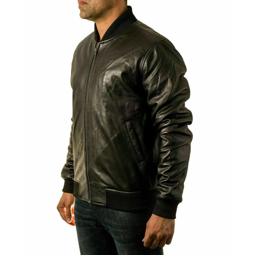 Bomber Style Leather Fashion Varsity 80's Casual Jacket