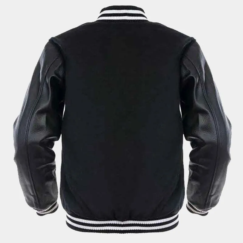 Buy Best Black Wool Body Leather Varsity Letterman Jacket