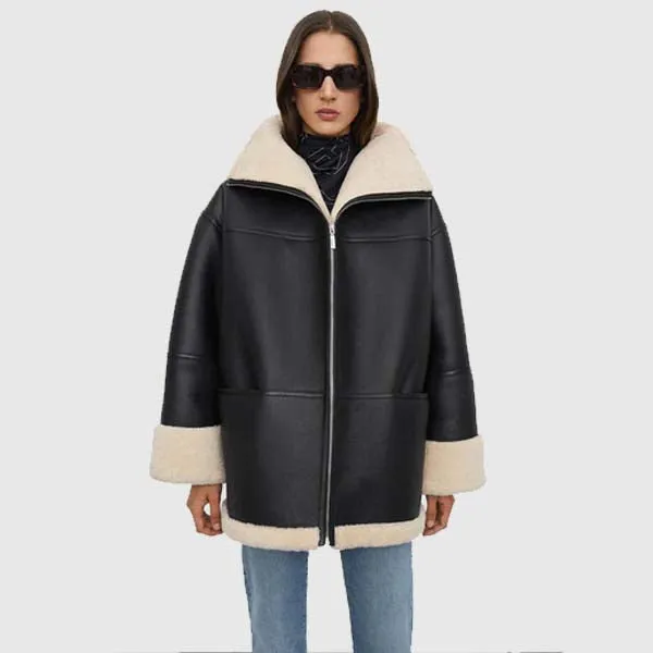 Buy Best Style Women B3 RAF Aviator Styled Sheepskin Shearling Leather Jacket