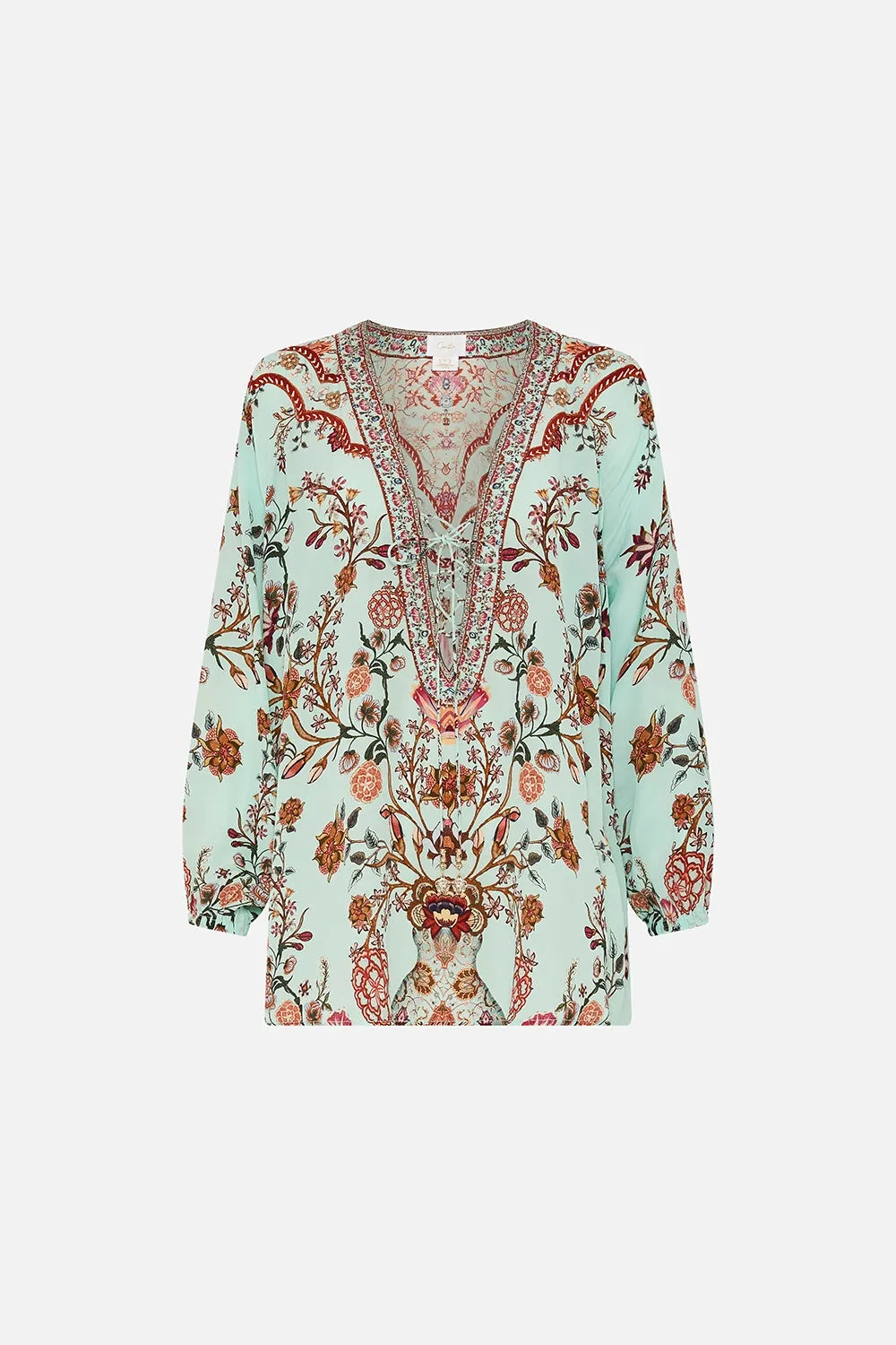 CAMILLA | WEAVING WORLDS LACE UP BLOUSE