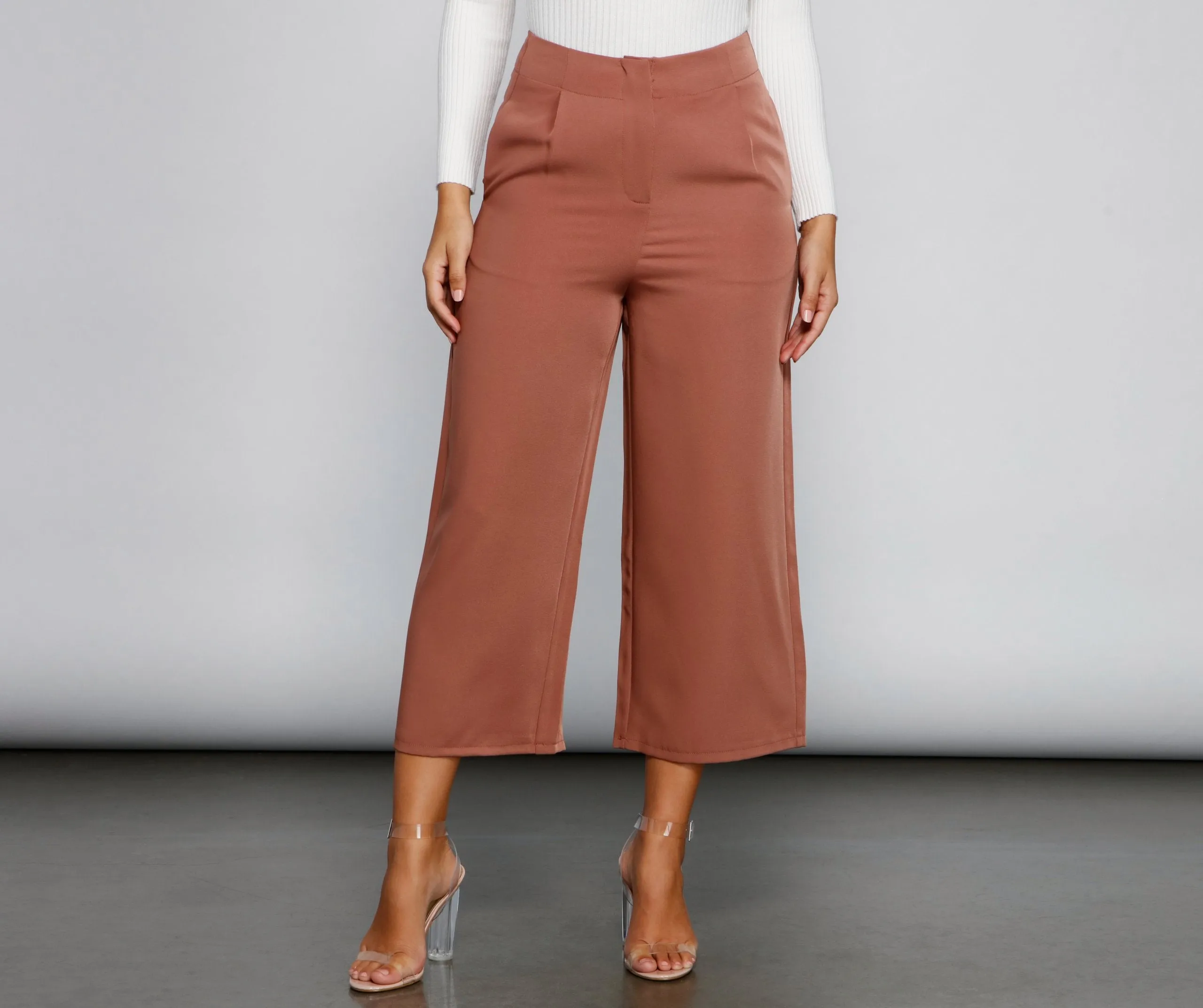 Chic Culotte Wide-Leg Trouser Pants