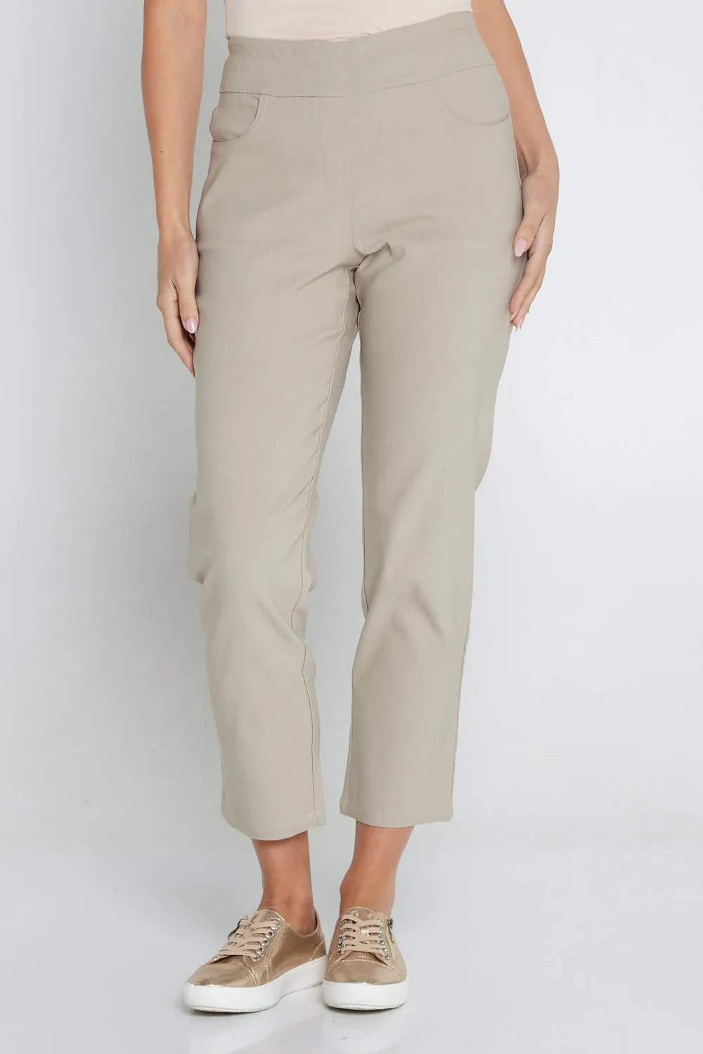 Dana Bengaline Capri Pants - Beige