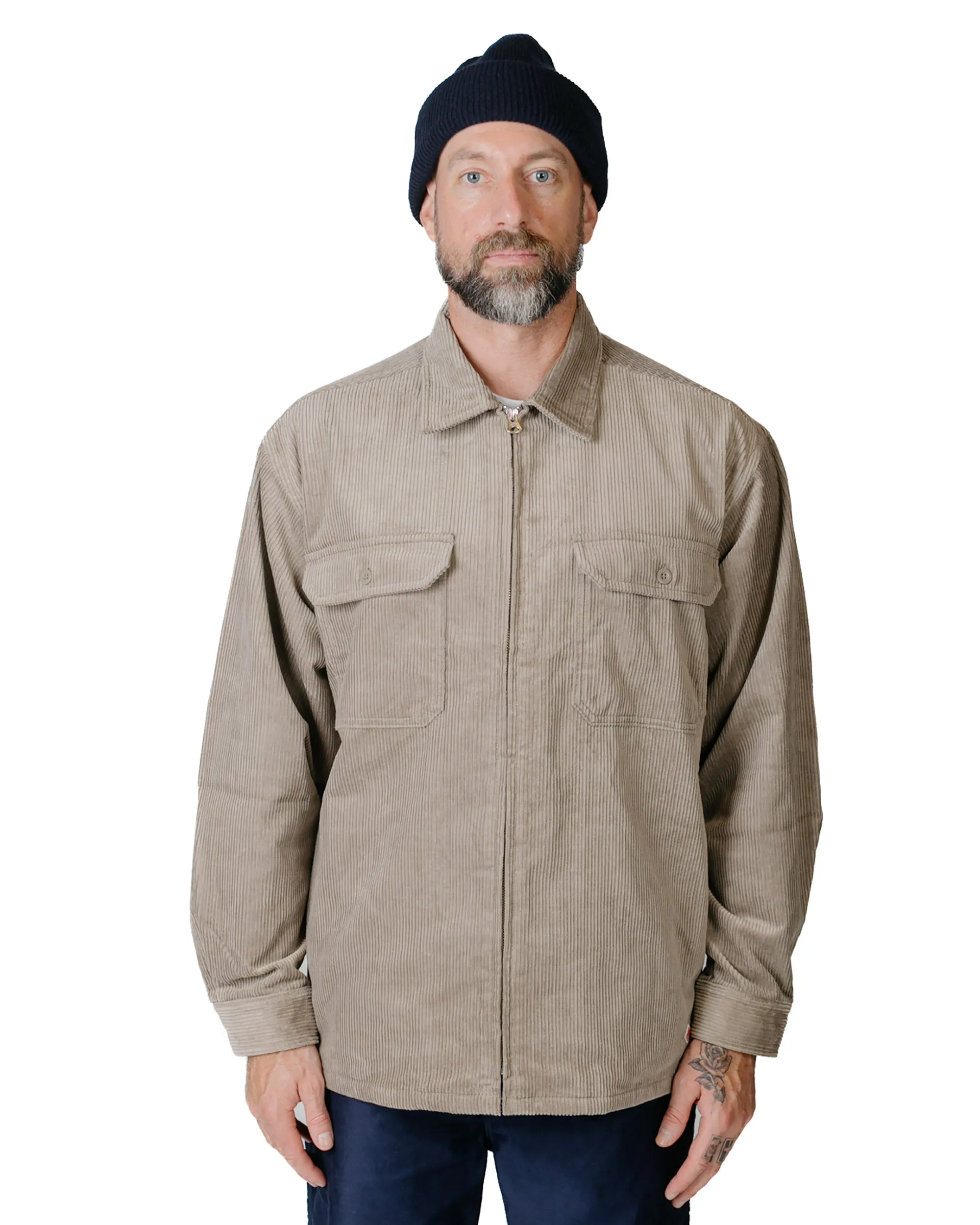 Danton Corduroy Zip Shirt Blouson Taupe Grey