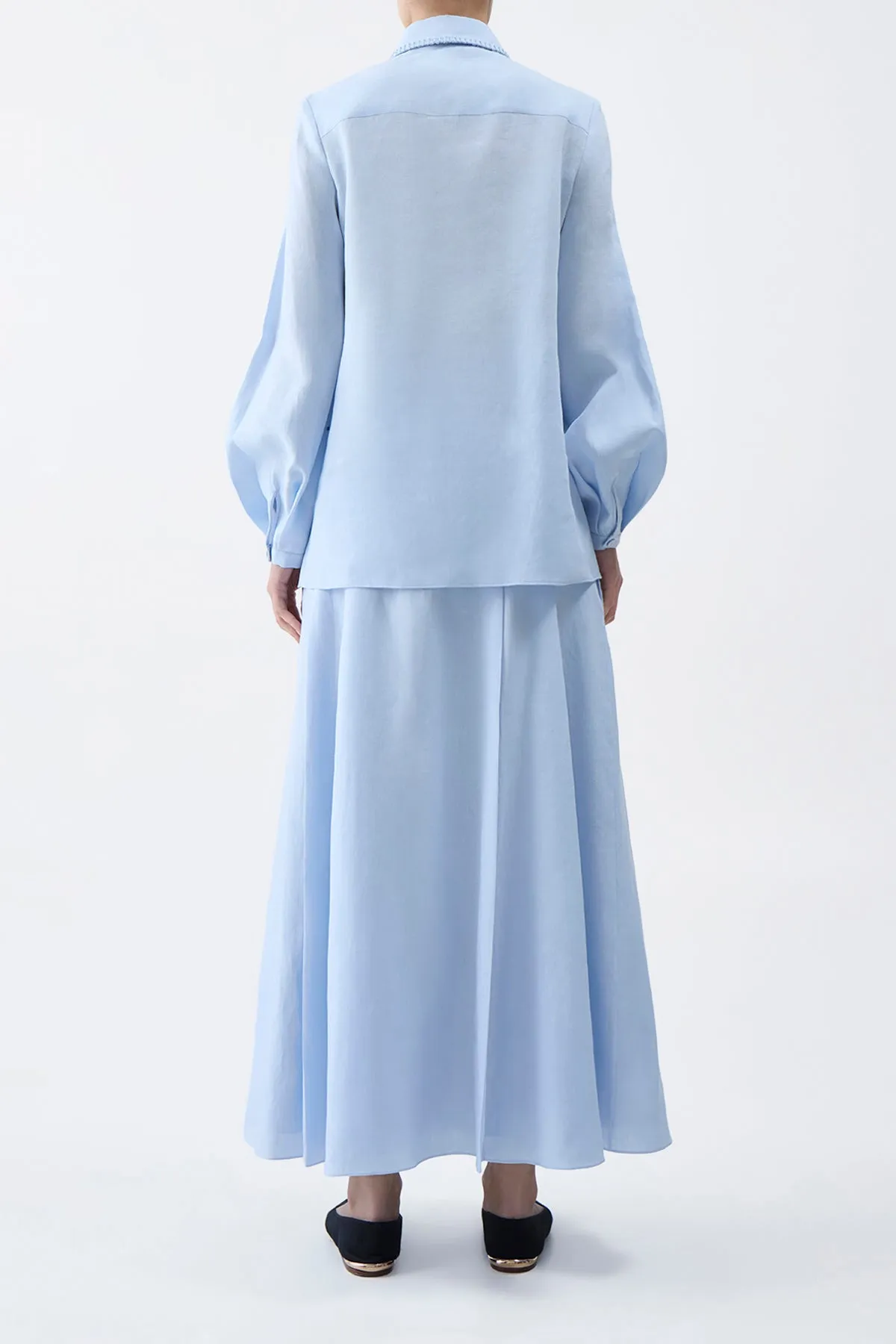 Delmer Top in Light Blue Aloe Linen