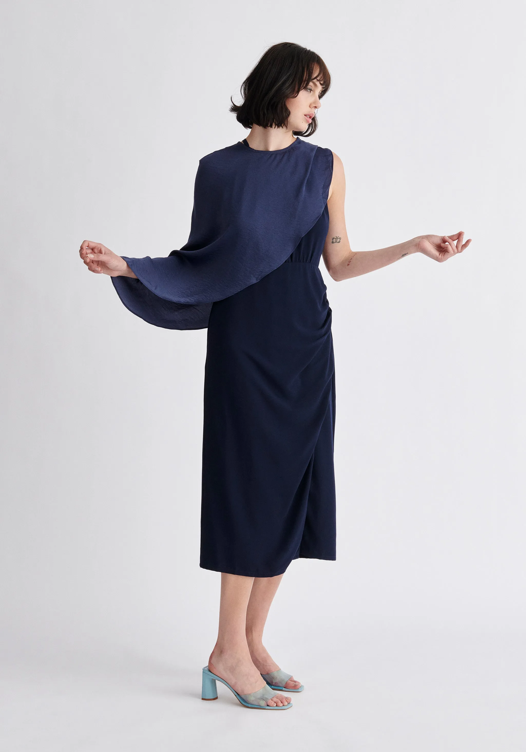 Detachable Cape Dress