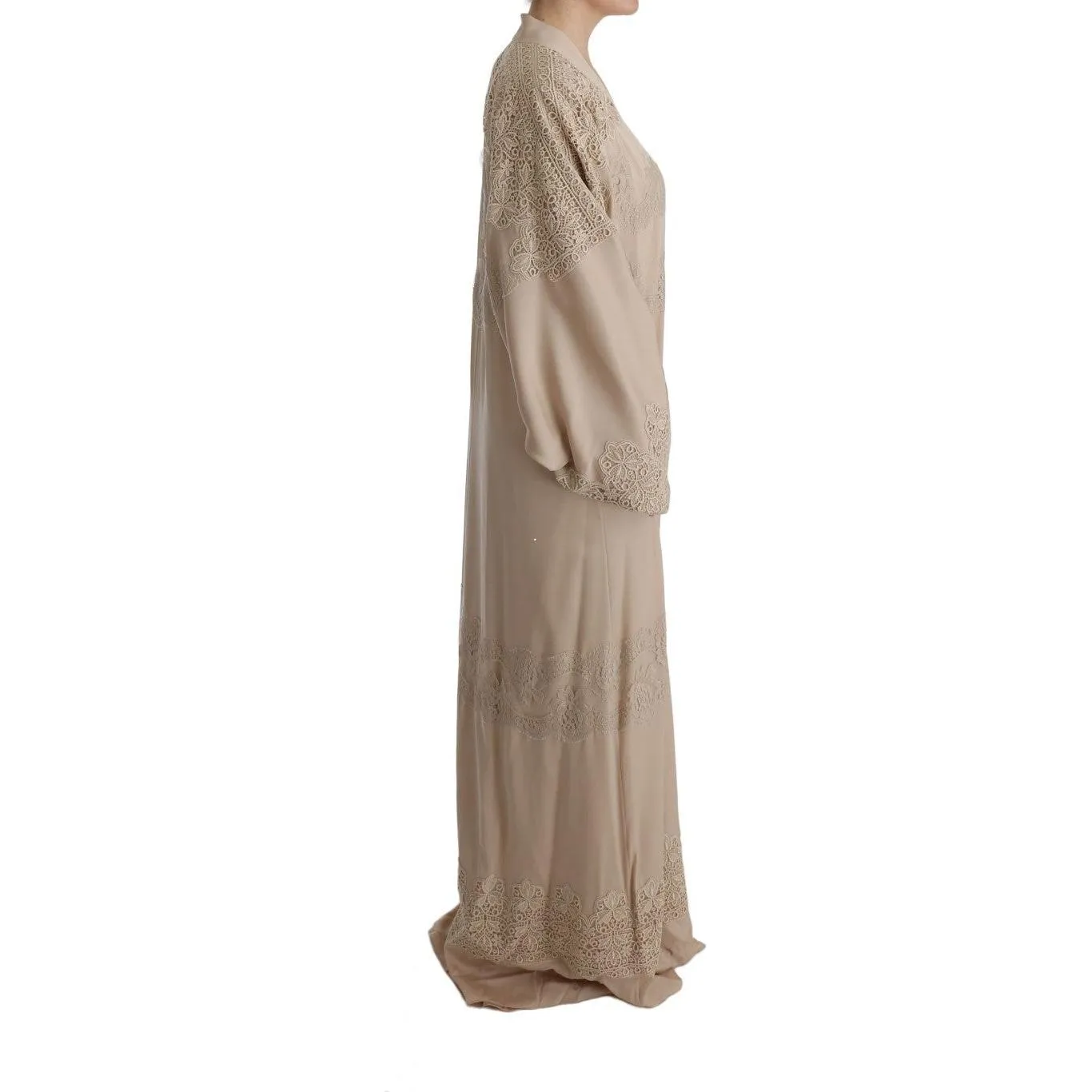 Dolce & Gabbana Elegant Beige Cape Kaftan Dress