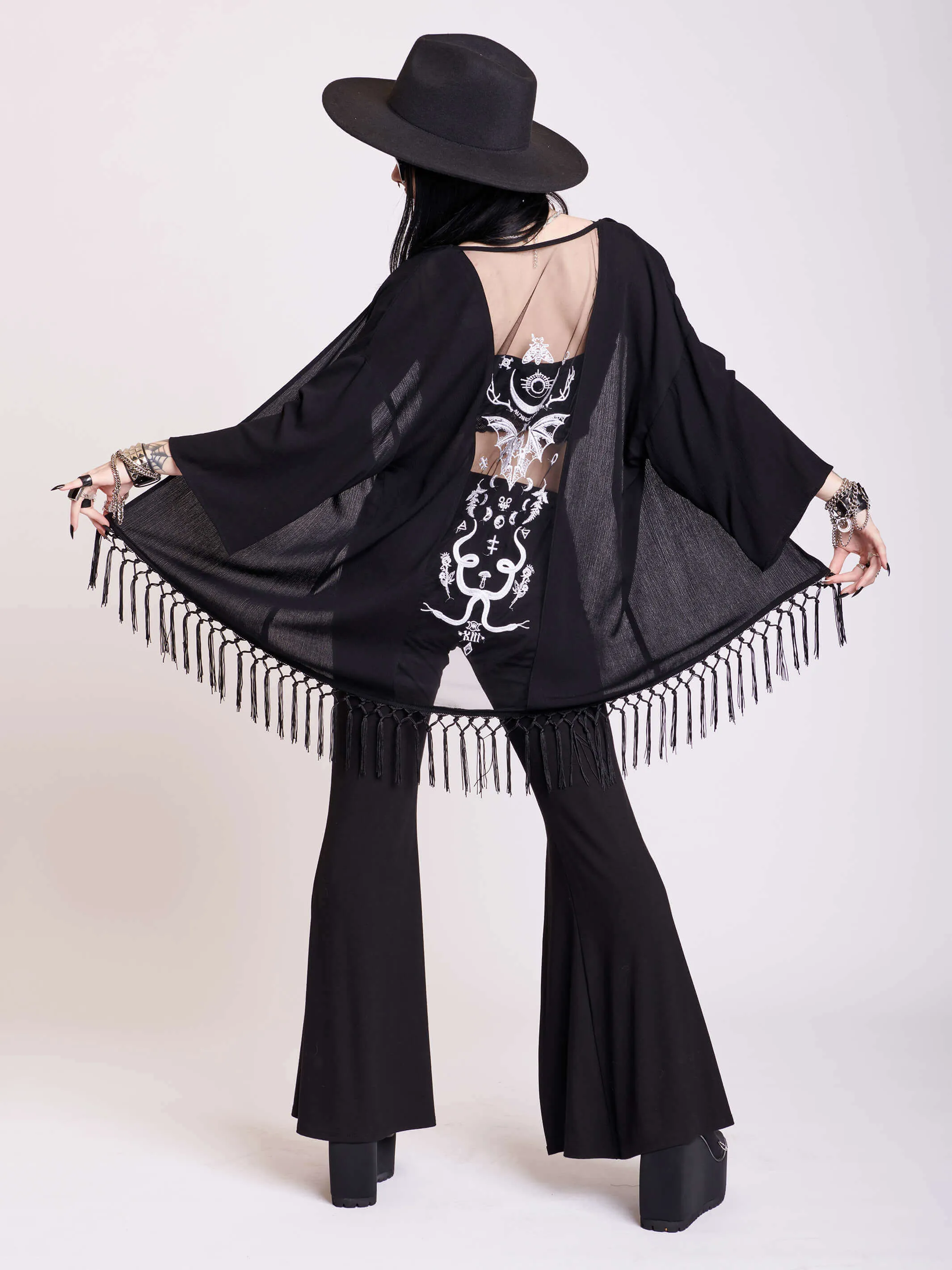 Embroidered Bat Kimono