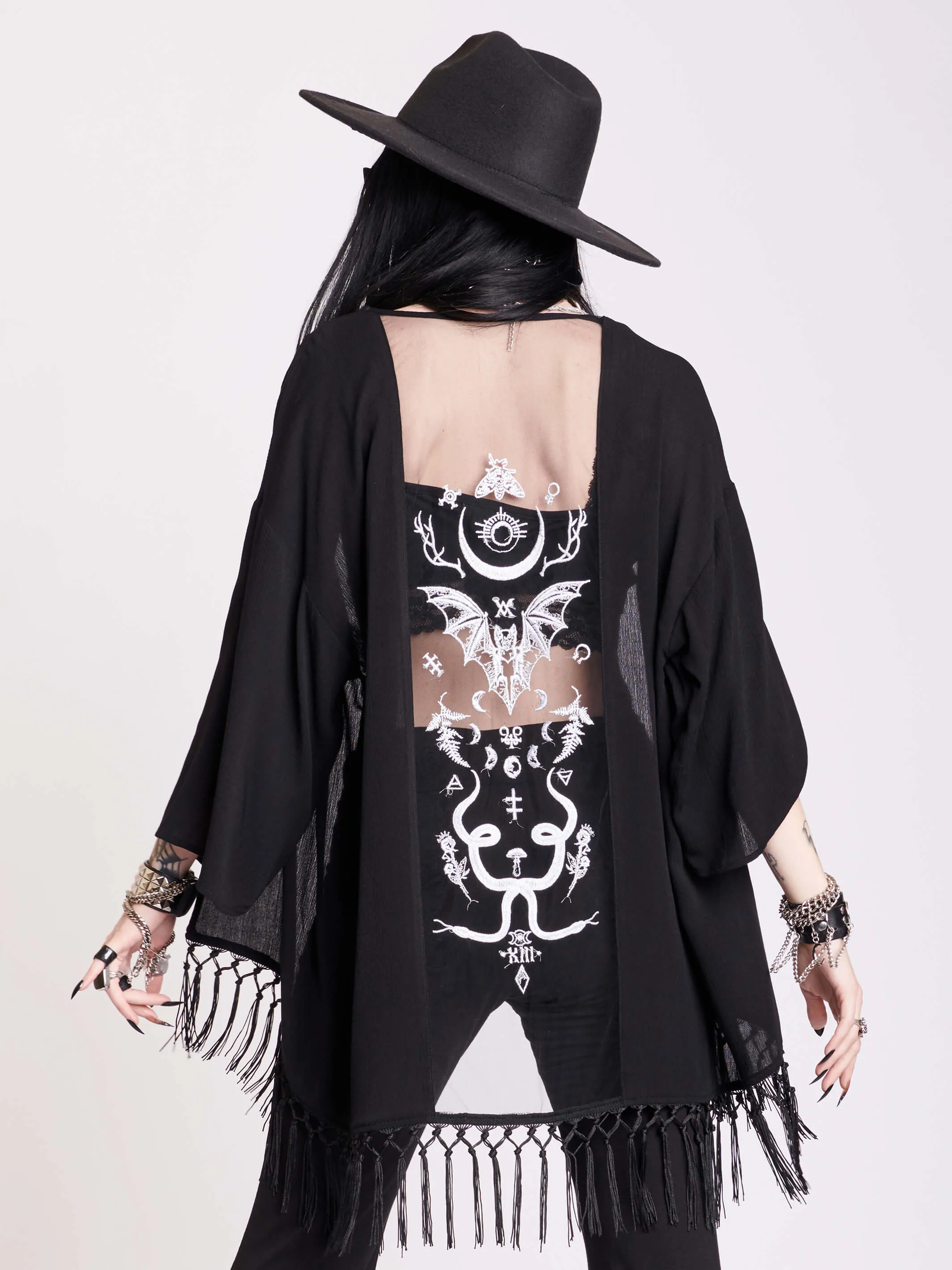 Embroidered Bat Kimono