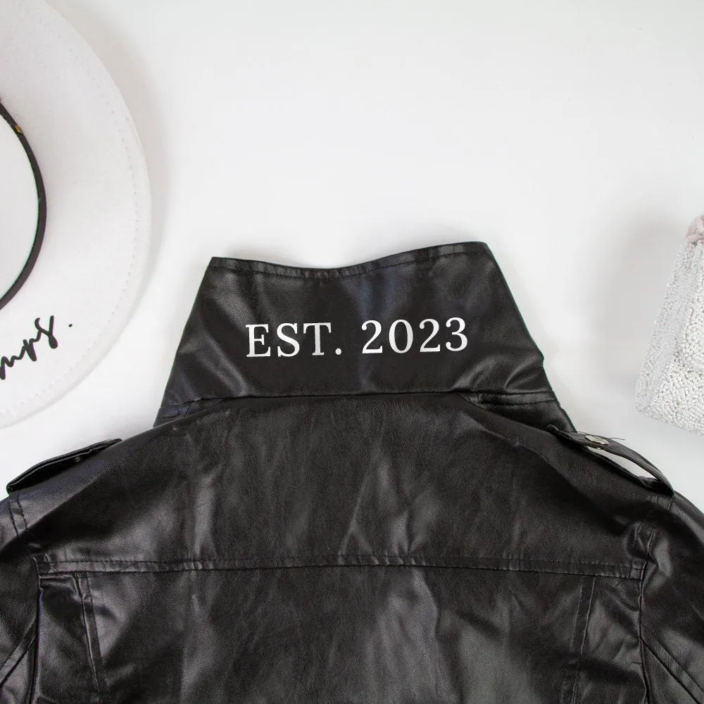 (Faux Leather) Mrs Bridal Leather Jacket