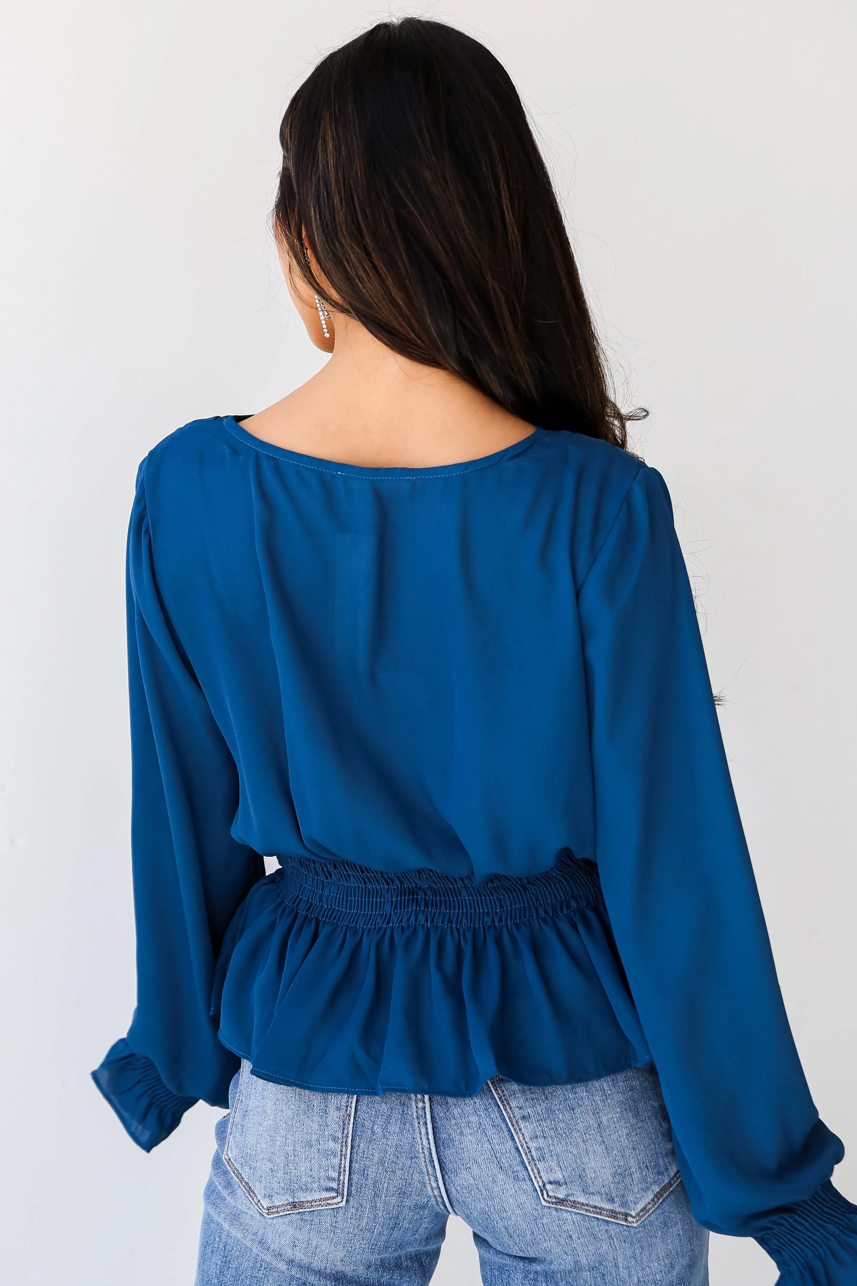 FINAL SALE - Gorgeous Mood Teal Peplum Blouse - DU DEAL