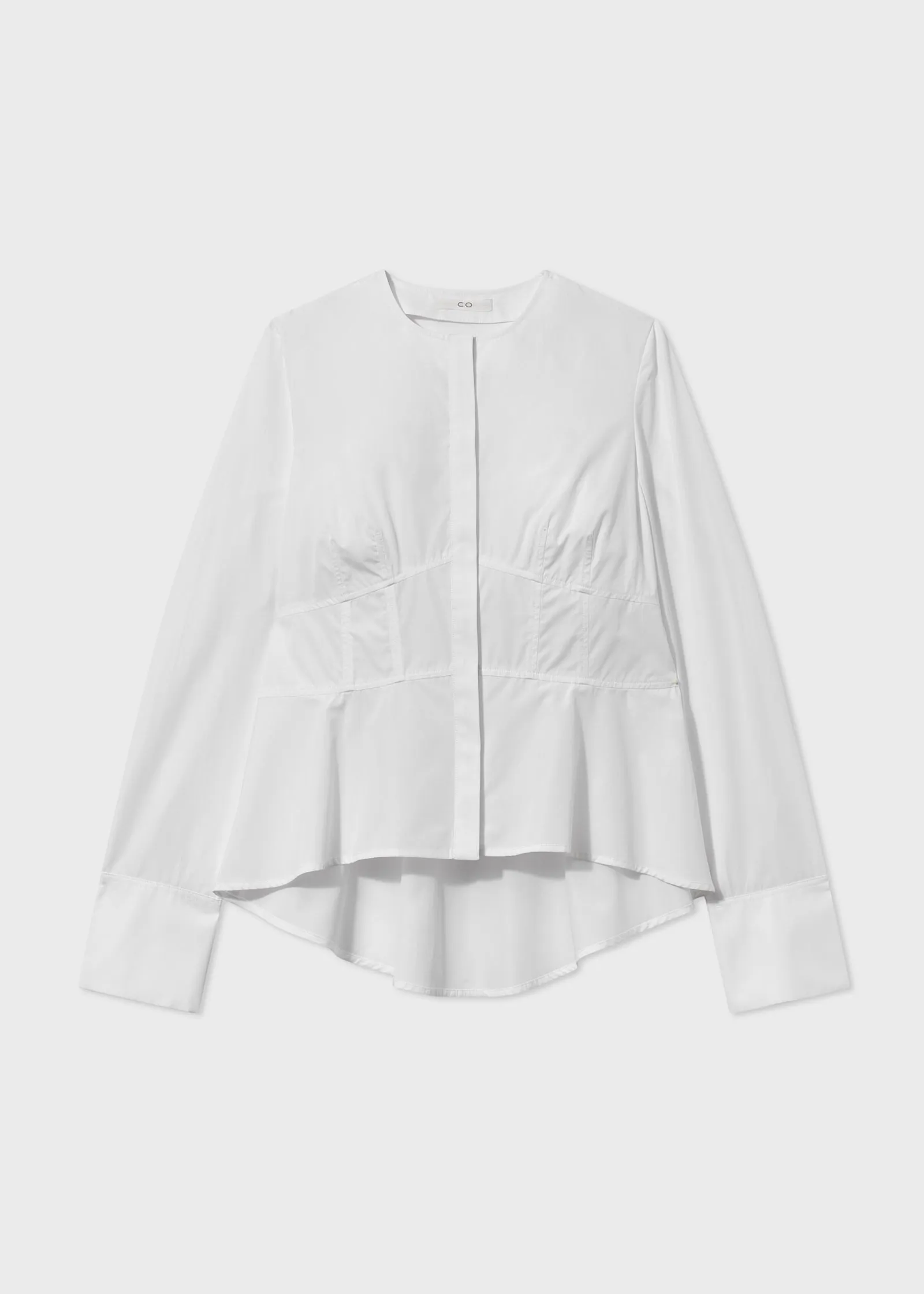 Flared Shirt in Cotton Poplin - White