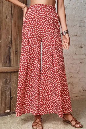 Floral High-Rise Wide Leg Flare Resort Pants