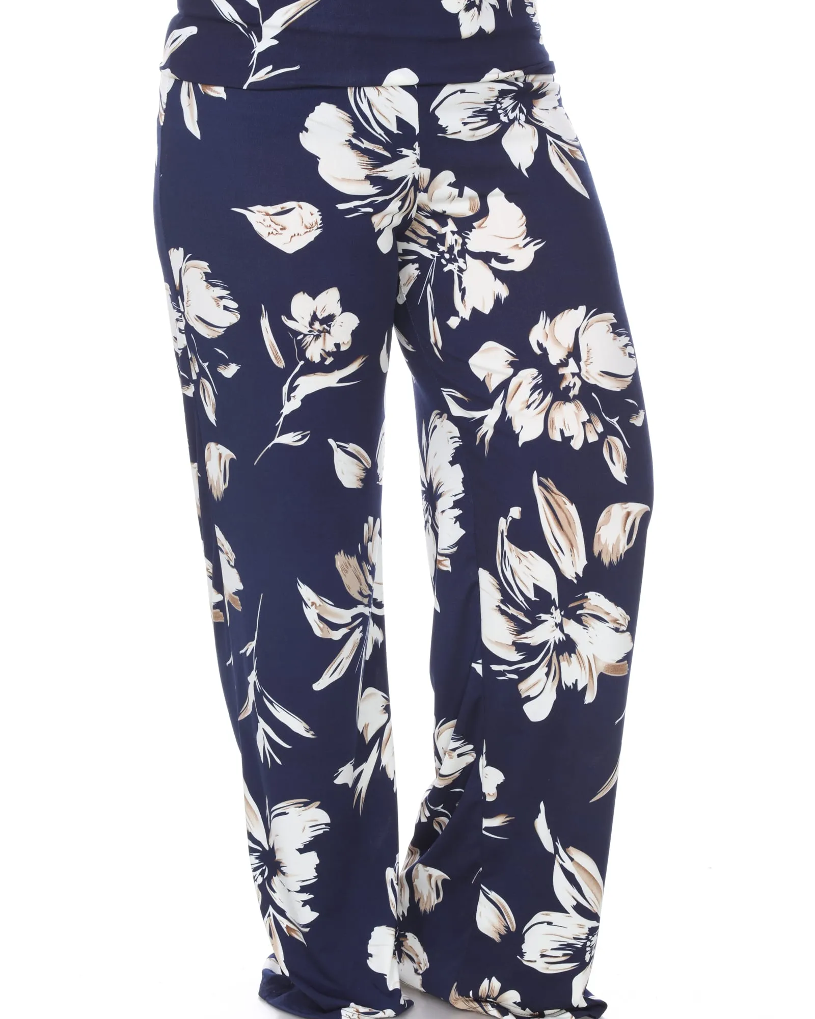 Flower Print  Palazzo Pants | Navy