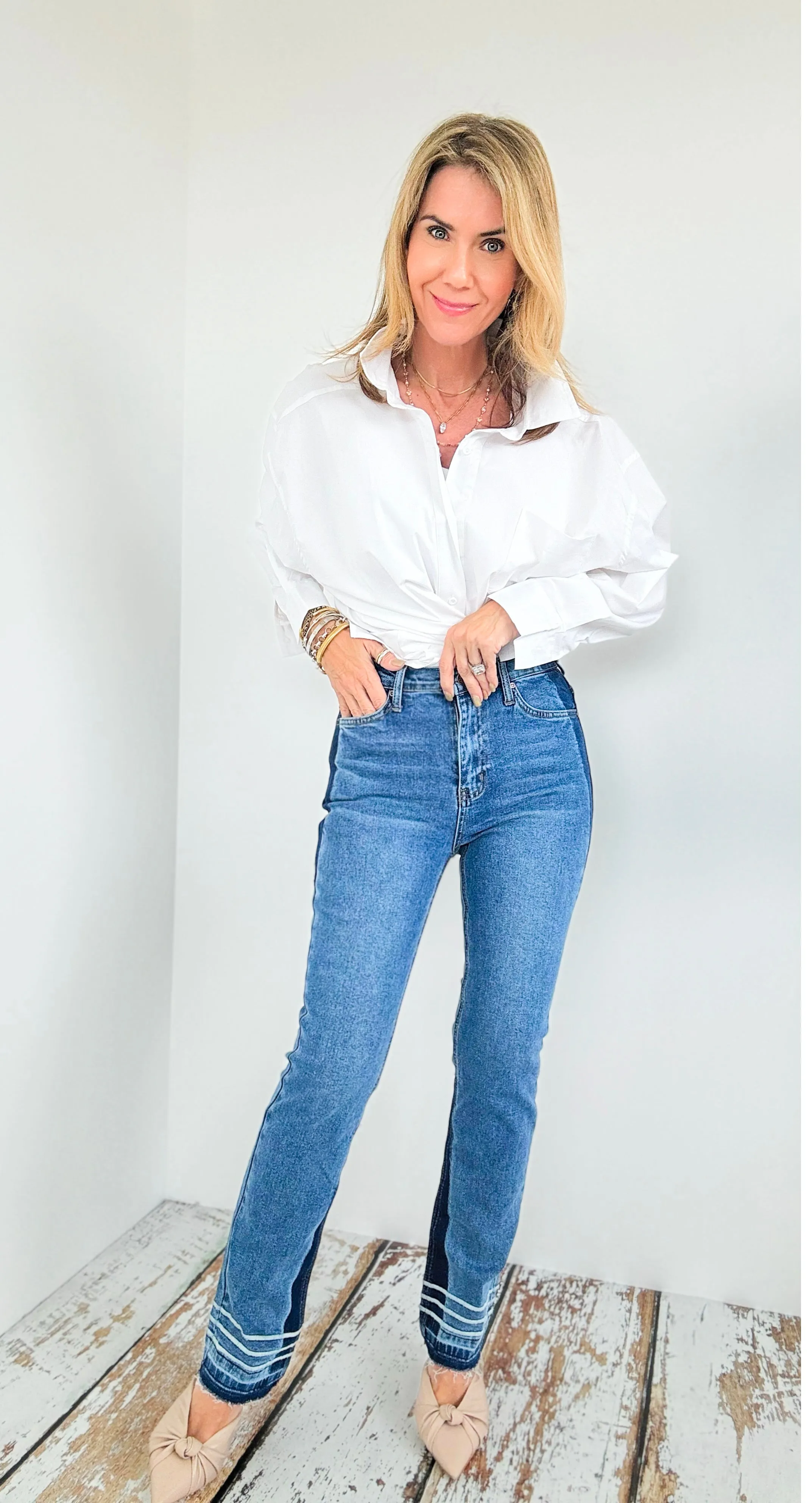 Frayed High Rise Jeans