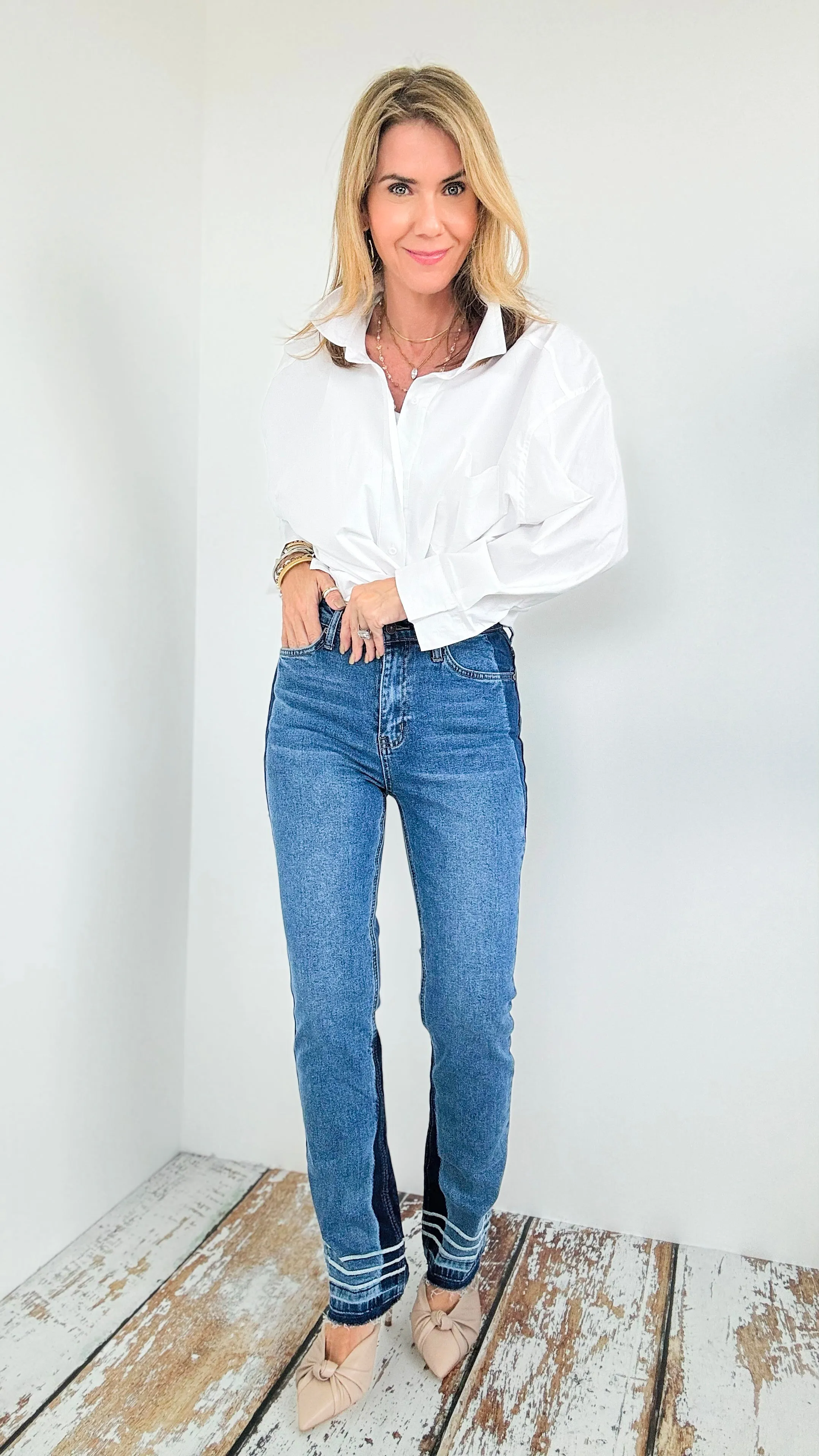 Frayed High Rise Jeans