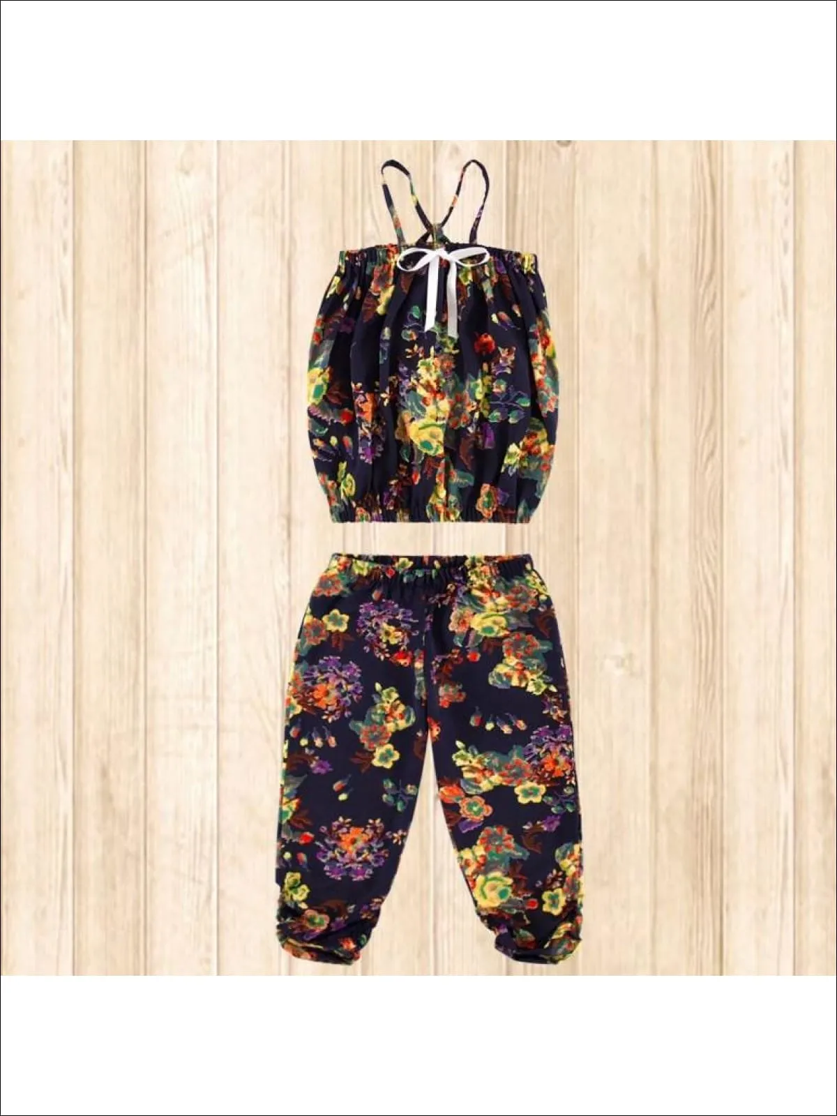 Girls Bubble Capri Set with Bow Detail