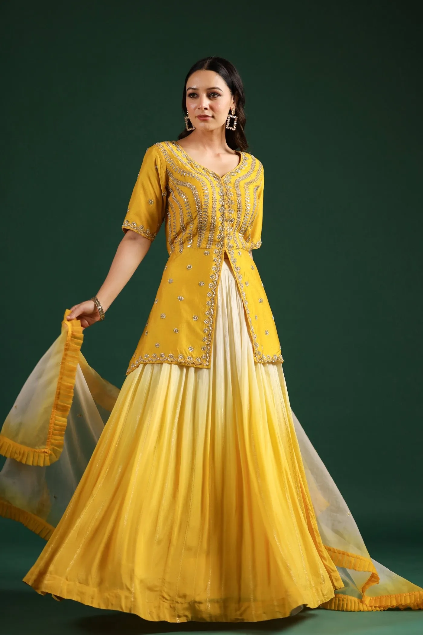 Golden Yellow Embellished Skirt Set