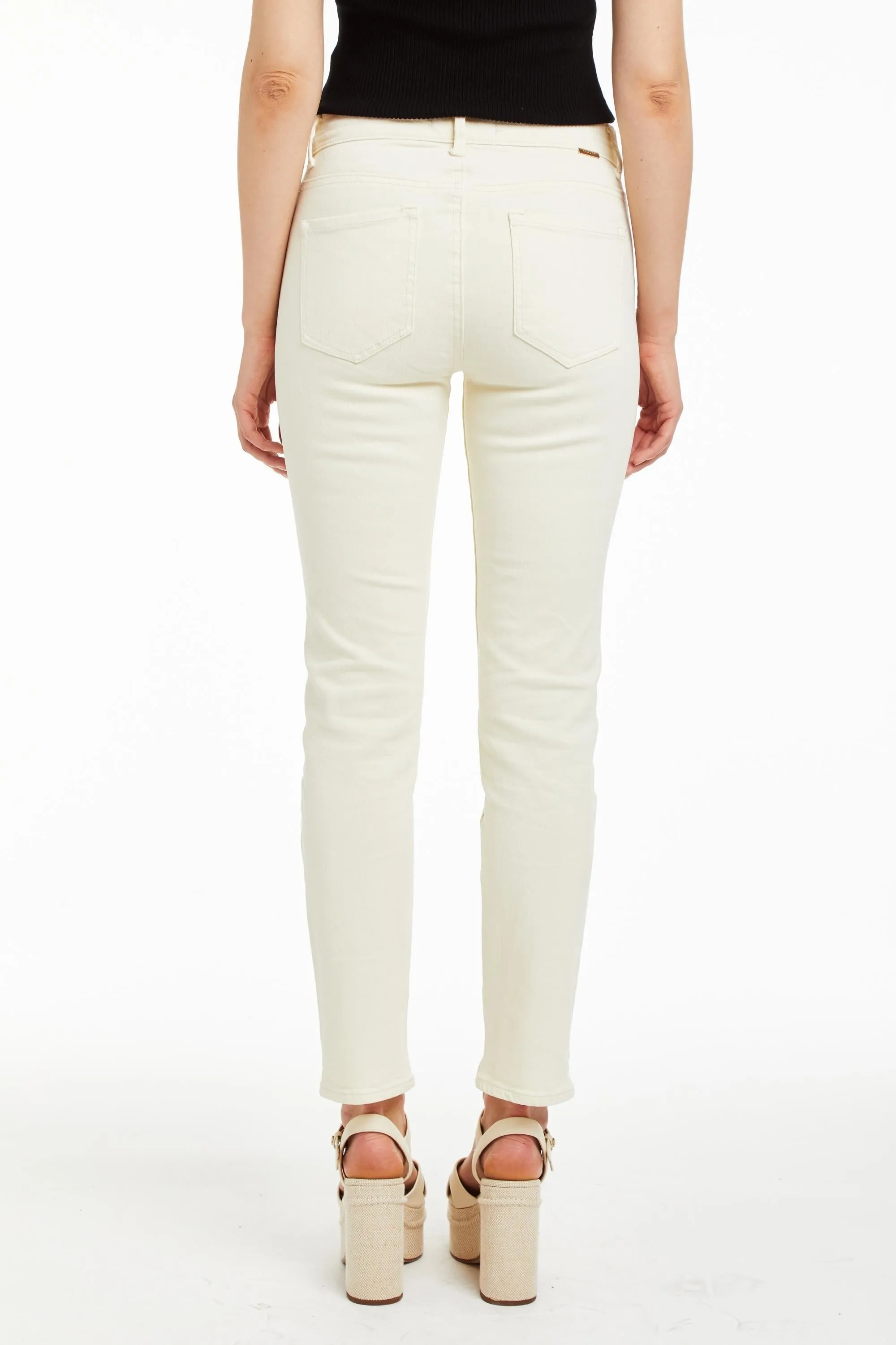 High Rise Slim Straight Jean In Cream