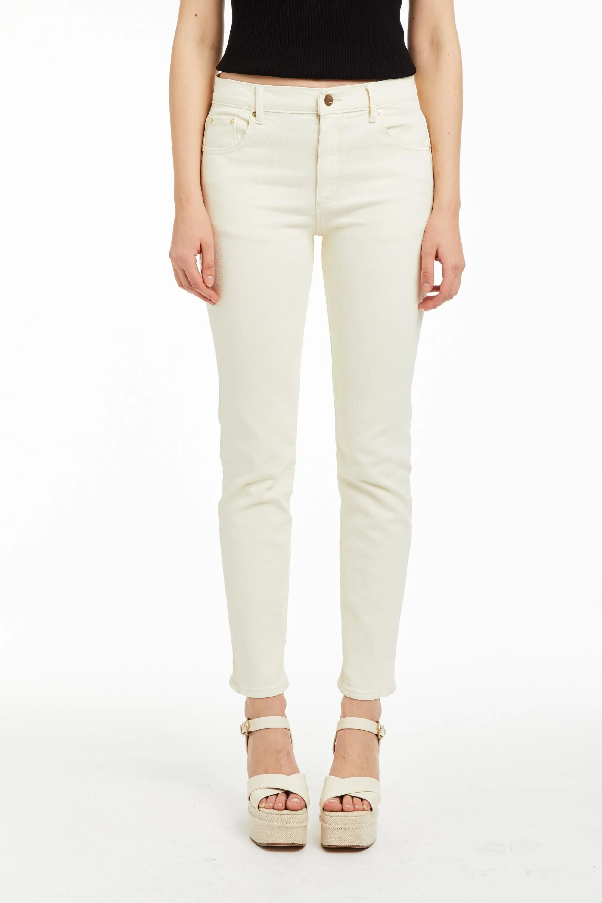 High Rise Slim Straight Jean In Cream