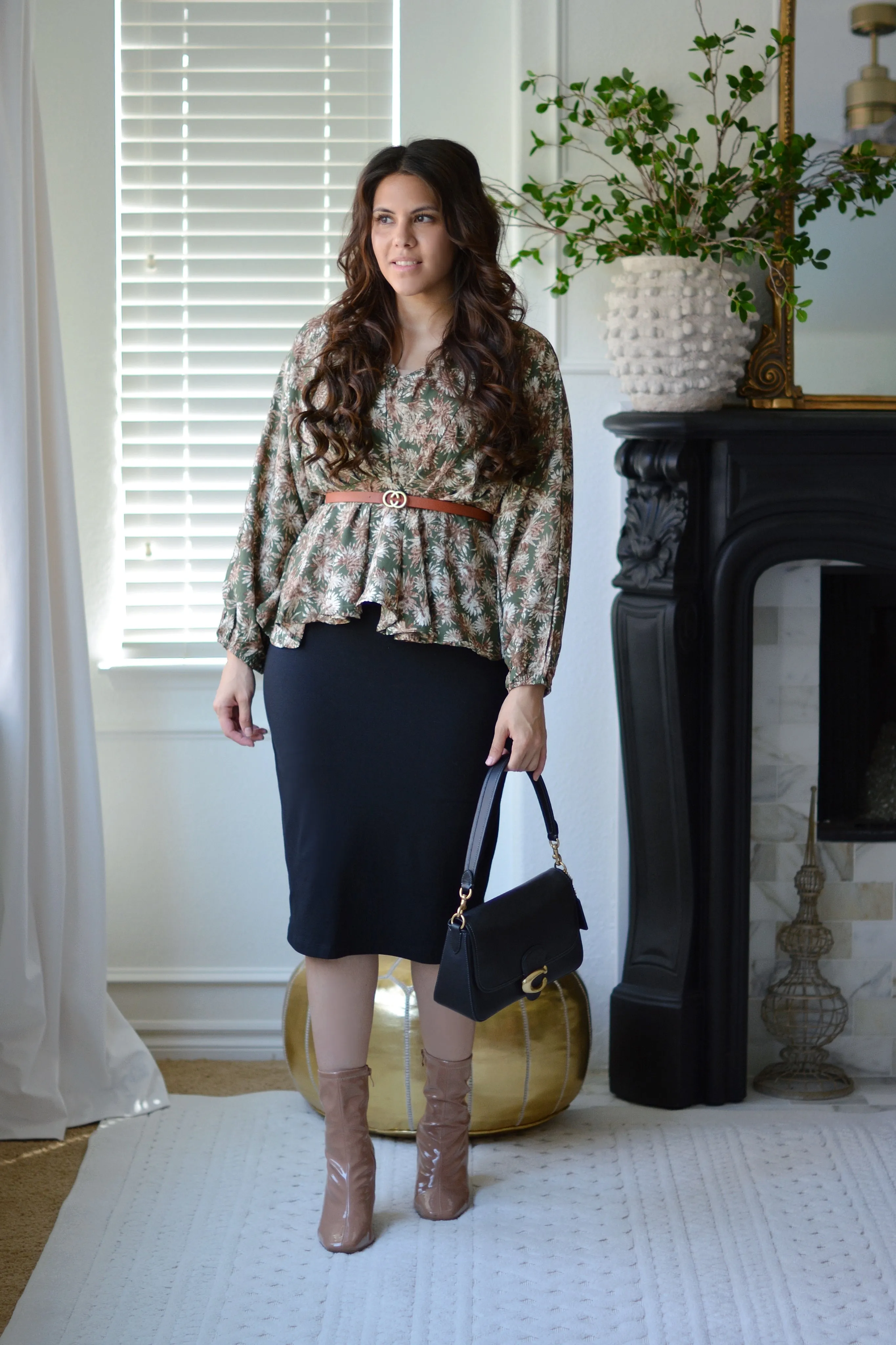 Josephine Green Floral Peplum Top