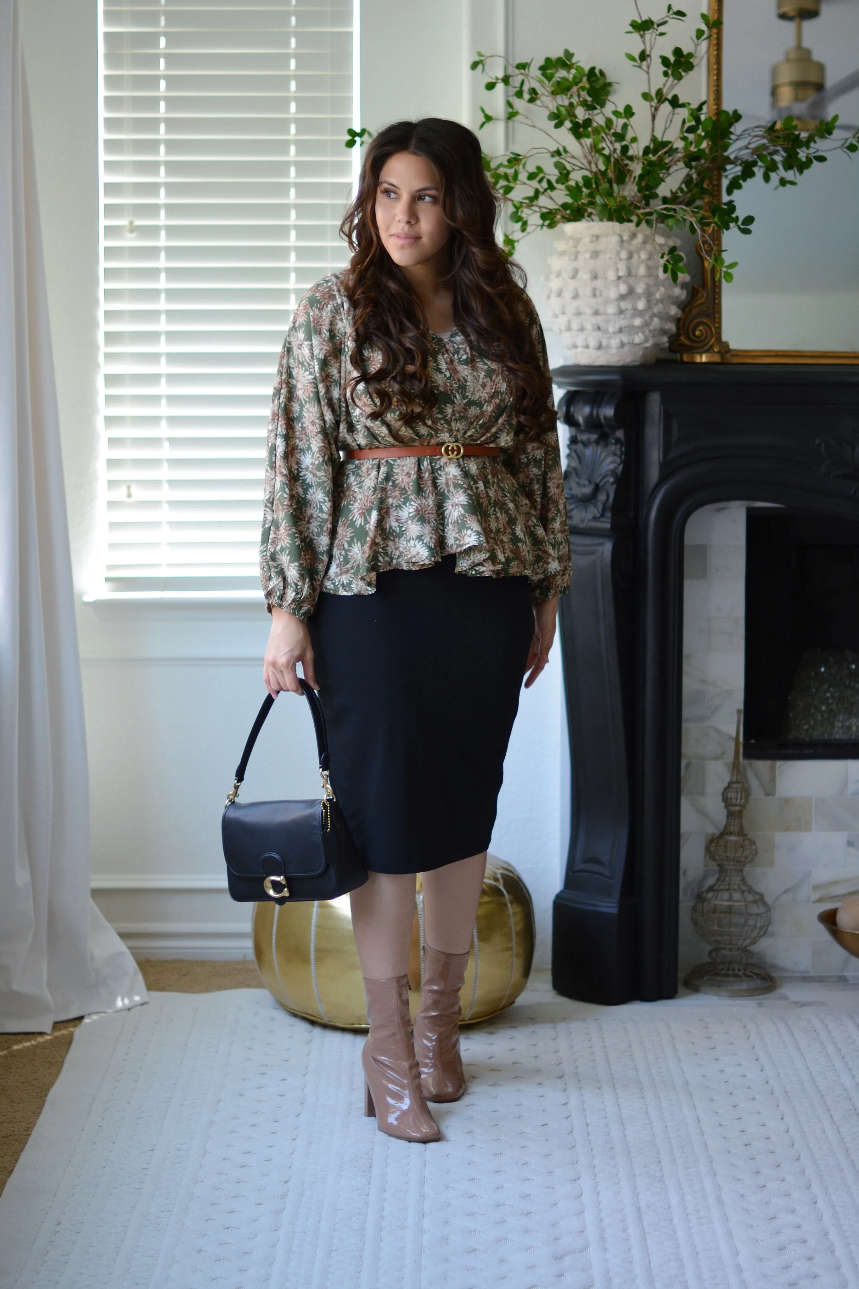 Josephine Green Floral Peplum Top