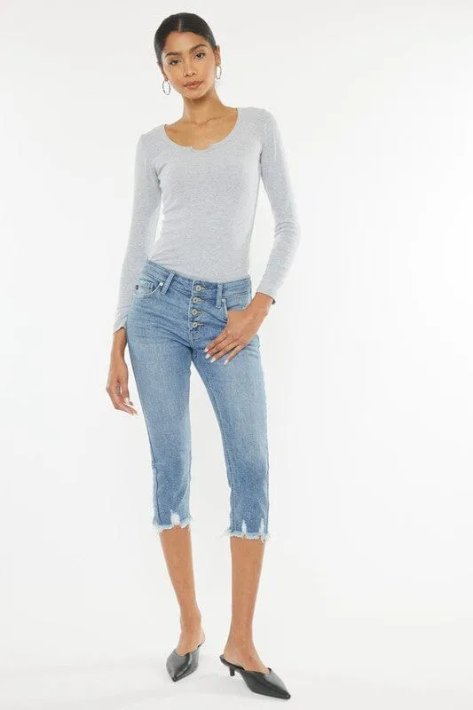 Mid Rise Capri Jeans - Kan Can USA