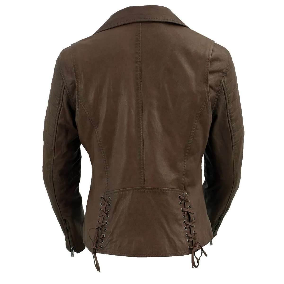 Milwaukee Leather Brown Vintage Motorcycle Inspired Vegan Tan Fashion Leather Jacket for Women SFL2812