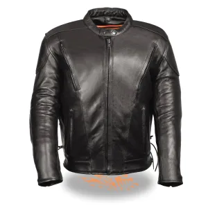 Milwaukee Leather SH1010 Men's 'Scooter' Black Vented Leather Jacket with Side Laces