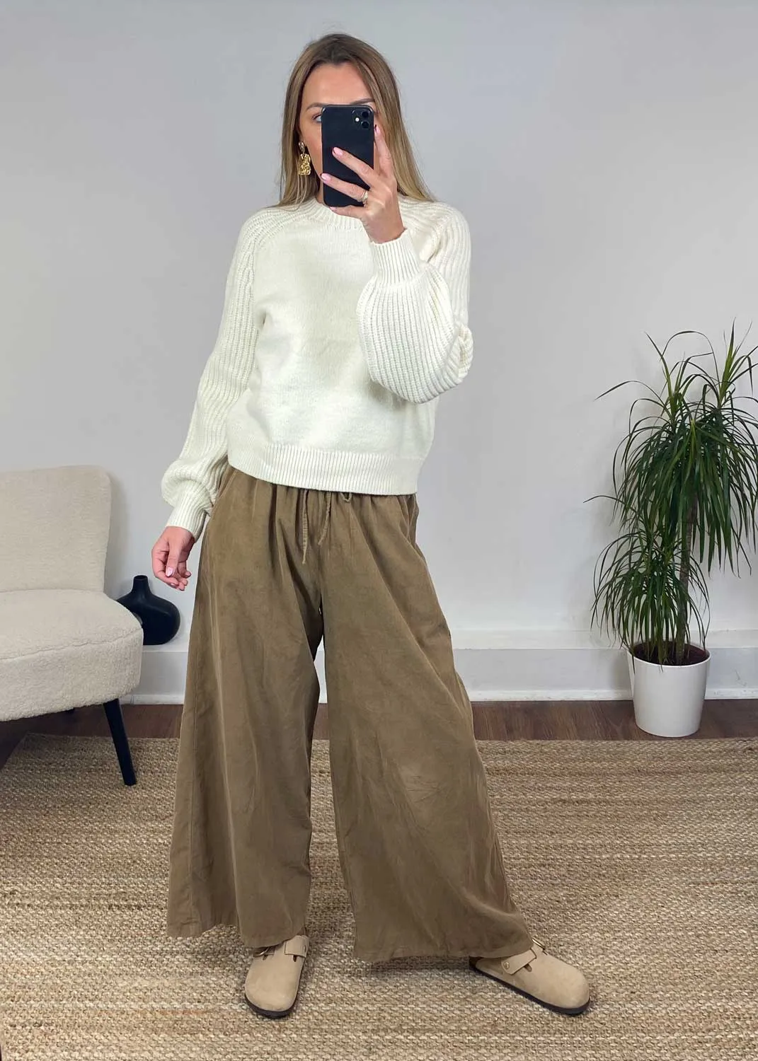 Misty Cord Wide Leg Pants in Camel