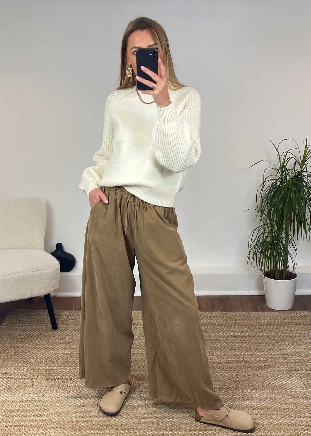 Misty Cord Wide Leg Pants in Camel