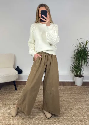 Misty Cord Wide Leg Pants in Camel