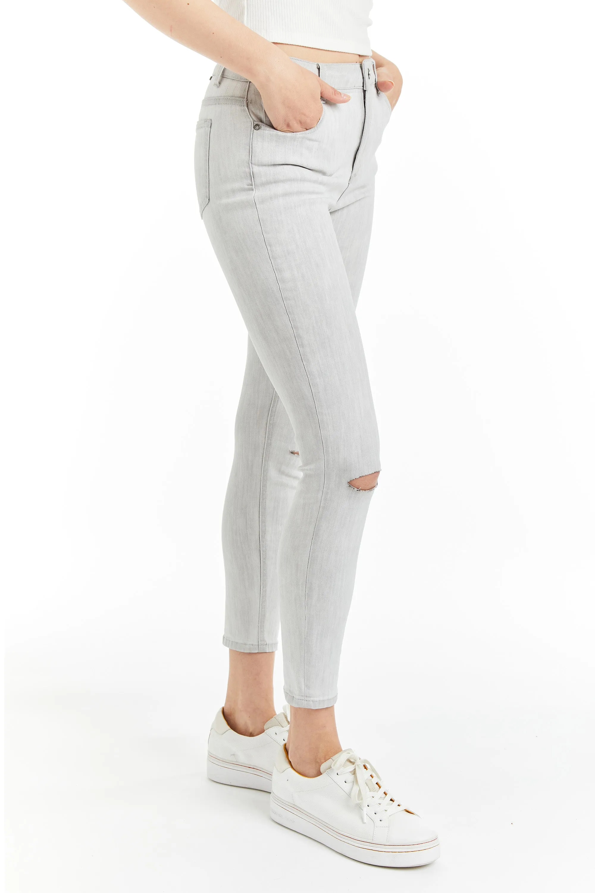 Mona - Crop Skinny With Knee Slit