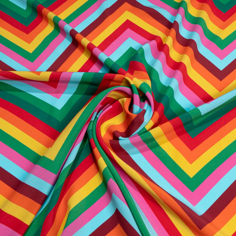 Multi-Coloured Zig Zag Pure Silk Crêpe de Chine