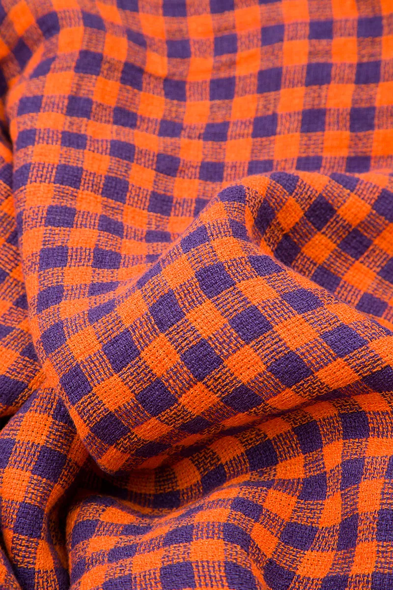 Orange Check Peplum Linen Jacket