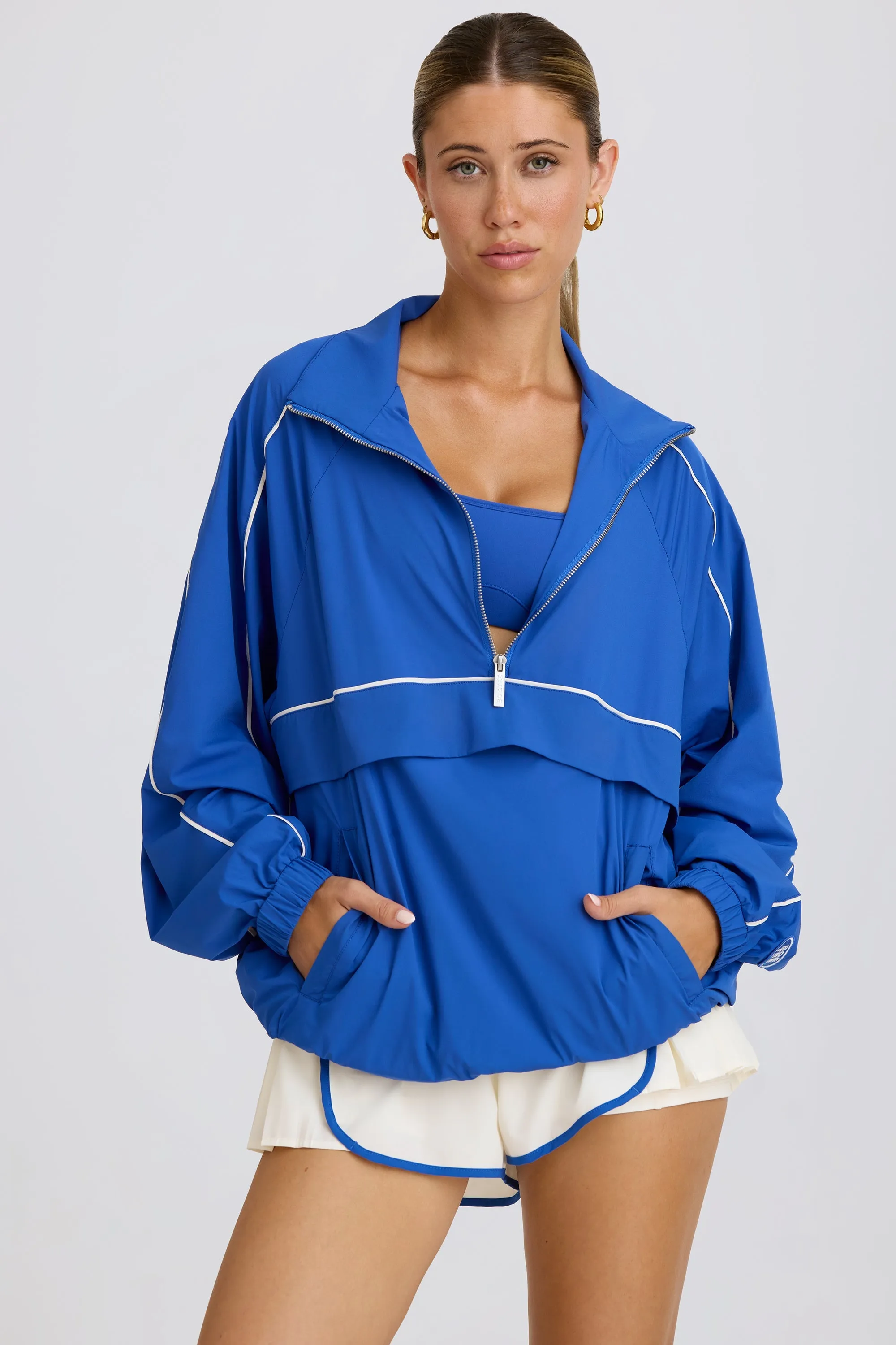 Oversized Track Jacket in Cobalt