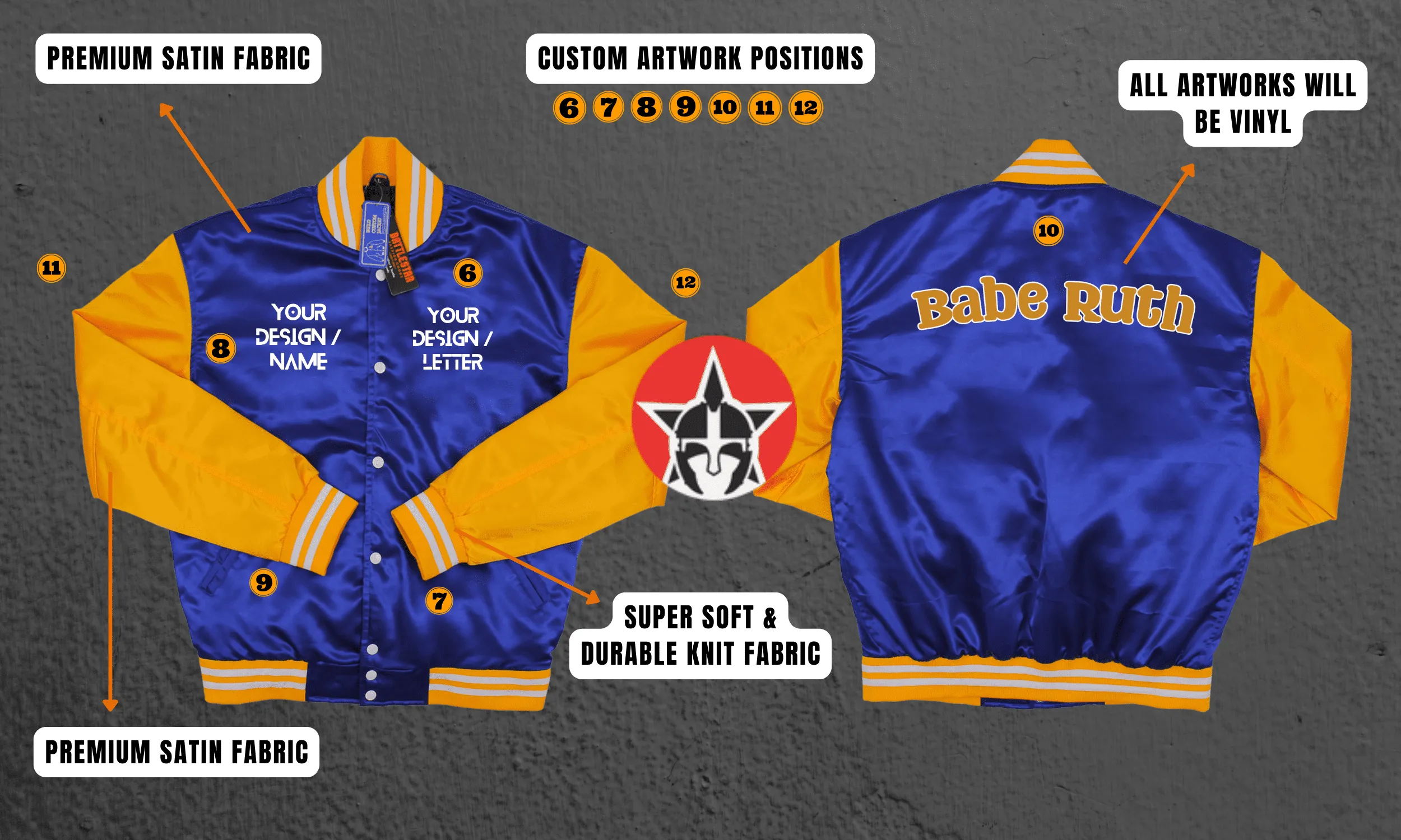 Personalized Classic Vinyl/Printed Satin Varsity Jacket