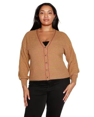 Plus Size Striped Button-Front Cardigan | Light Olive Combo