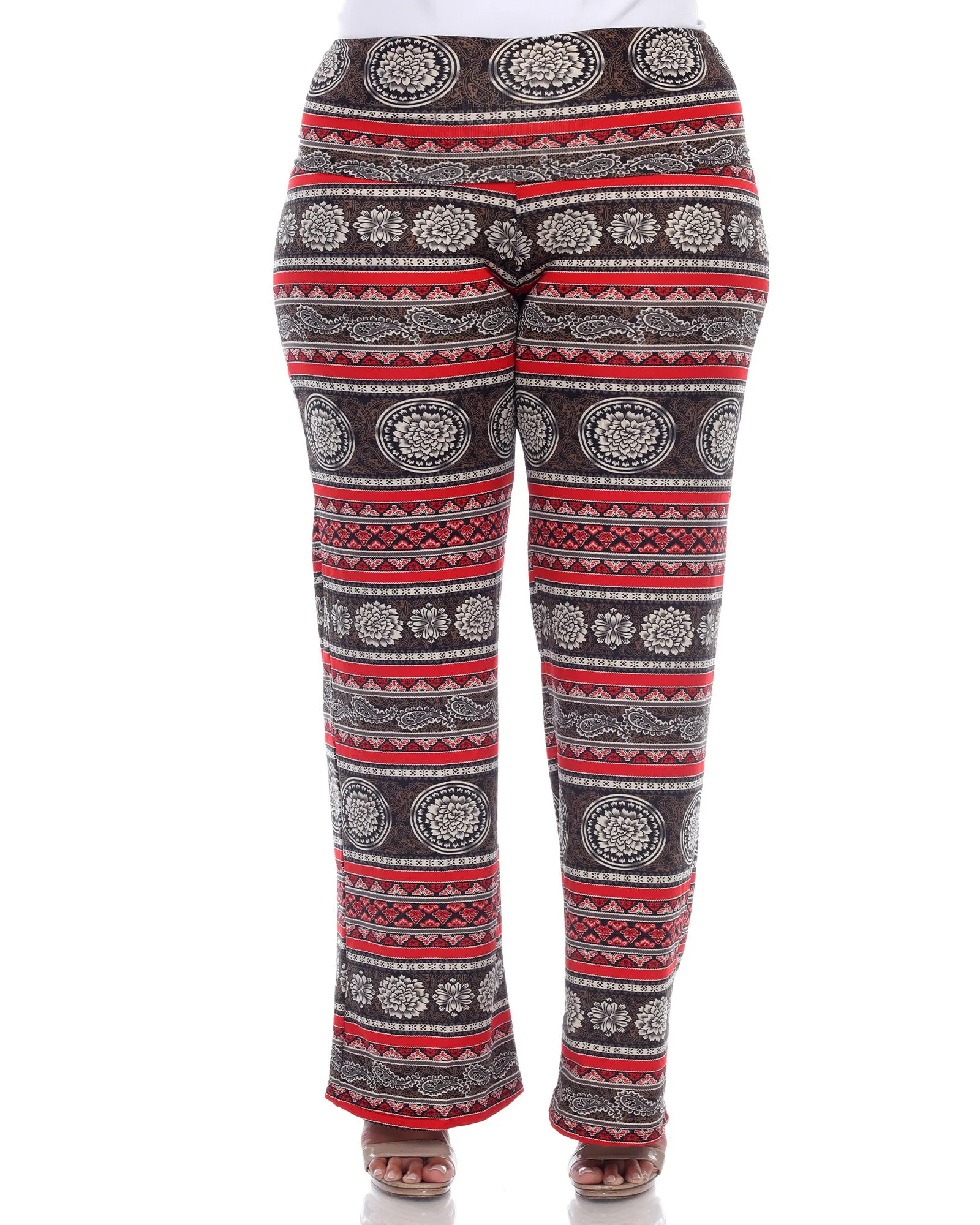 Printed  Palazzo Pants | Round Red